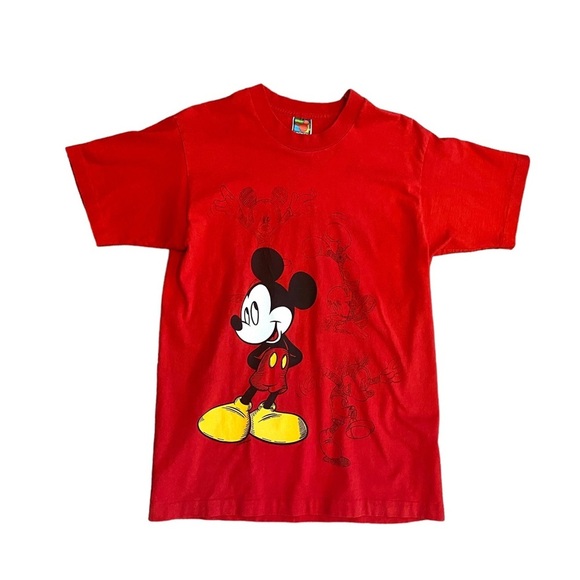 Disney‎ VINTAGE Mickey Mouse Shirt Red Jerry Leigh Single Stitch Tee USA Medium - Picture 2 of 9